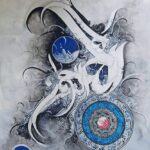 Arabic calligraphy canvas painted by Pakistani calligraphy artist in Dubai, reflecting cultural richness