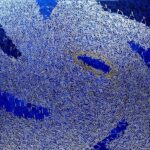 Arabic spiral calligraphy Dubai - Medium blue canvas with silver leaf Islamic art by AlFirdous luxury Quranic decor