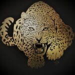 Gold vector style cheetah artwork by Calligraphy Dubai luxury animal-inspired Islamic art premium wall decor